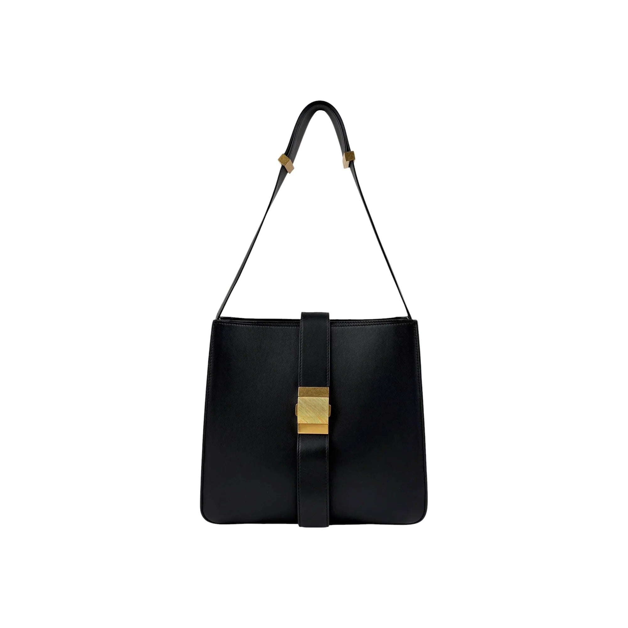 Bottega Veneta Marie Shoulder Bag Black Suede Leather Gold Hardware