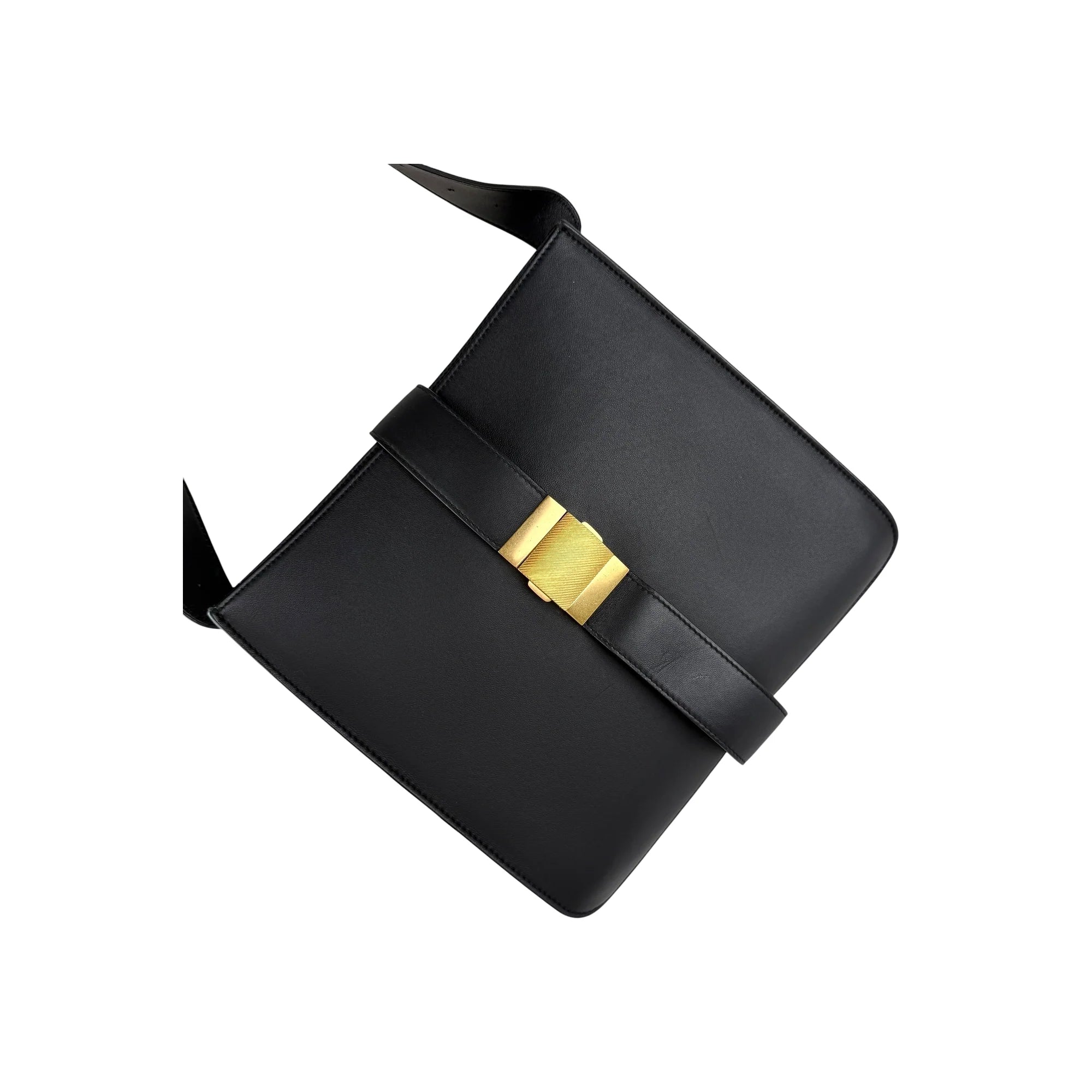 Bottega Veneta Marie Shoulder Bag Black Suede Leather Gold Hardware