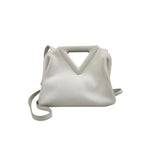 bottega veneta calfskin the point triangle bag chalk front
