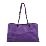bottega veneta intrecciato purple tote bag front
