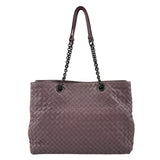 bottega veneta lilac intrecciato leather double chain tote front
