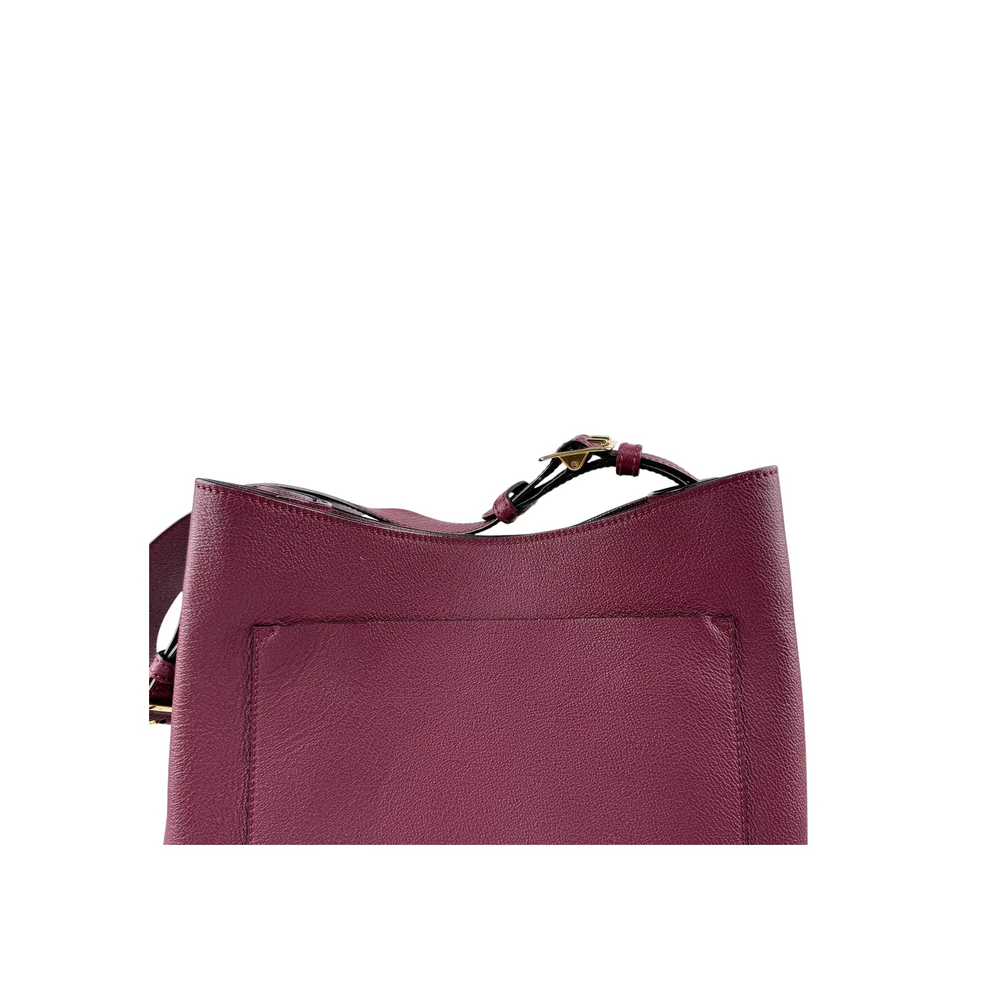 Burberry Burgundy Pebbled Leather Elmstone Shoulder Bag
