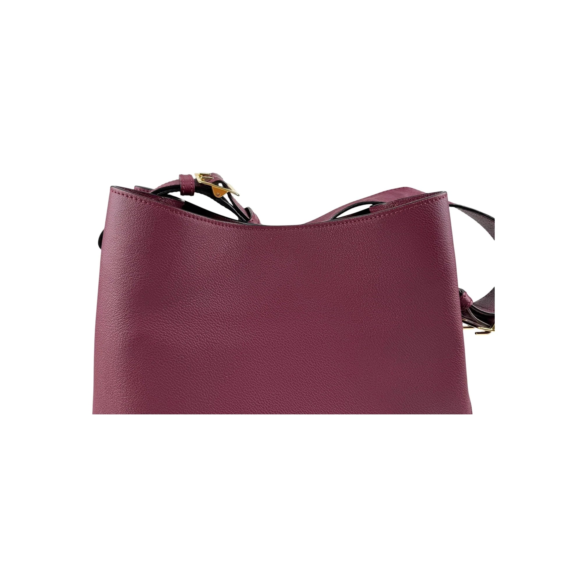 Burberry Burgundy Pebbled Leather Elmstone Shoulder Bag