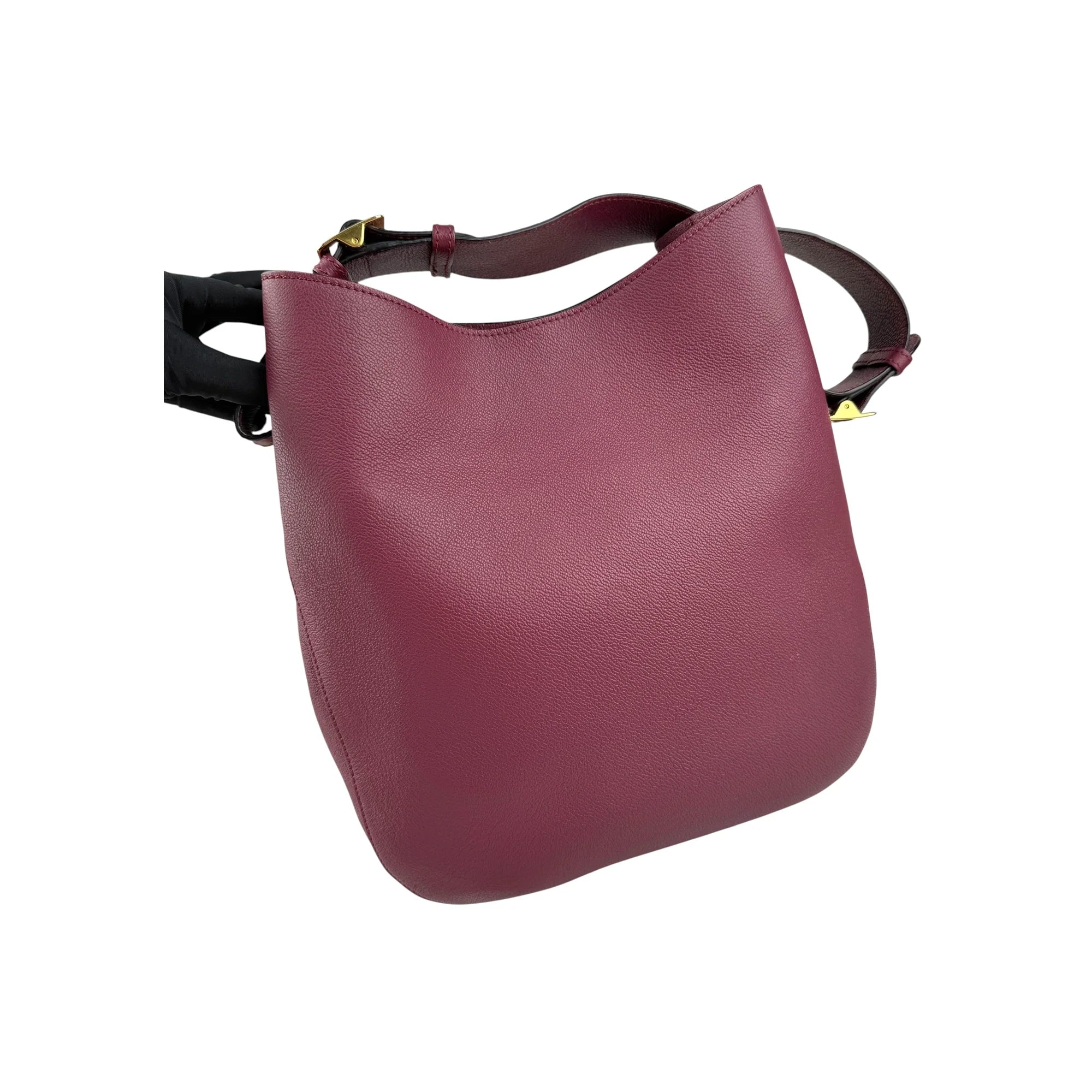 Burberry Burgundy Pebbled Leather Elmstone Shoulder Bag
