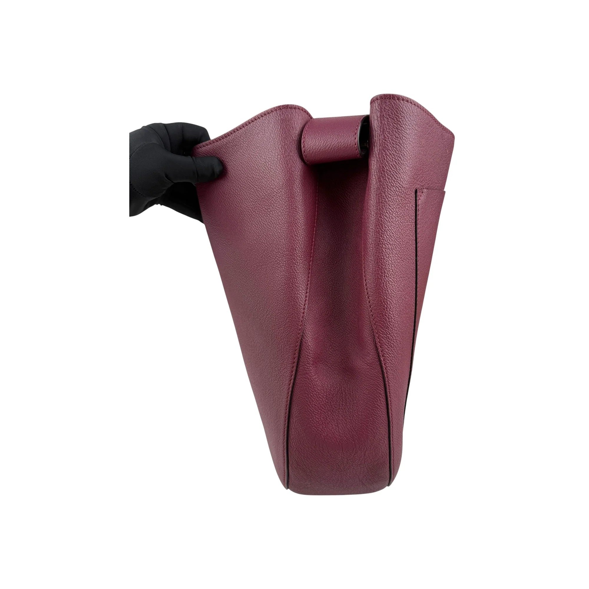 Burberry Burgundy Pebbled Leather Elmstone Shoulder Bag