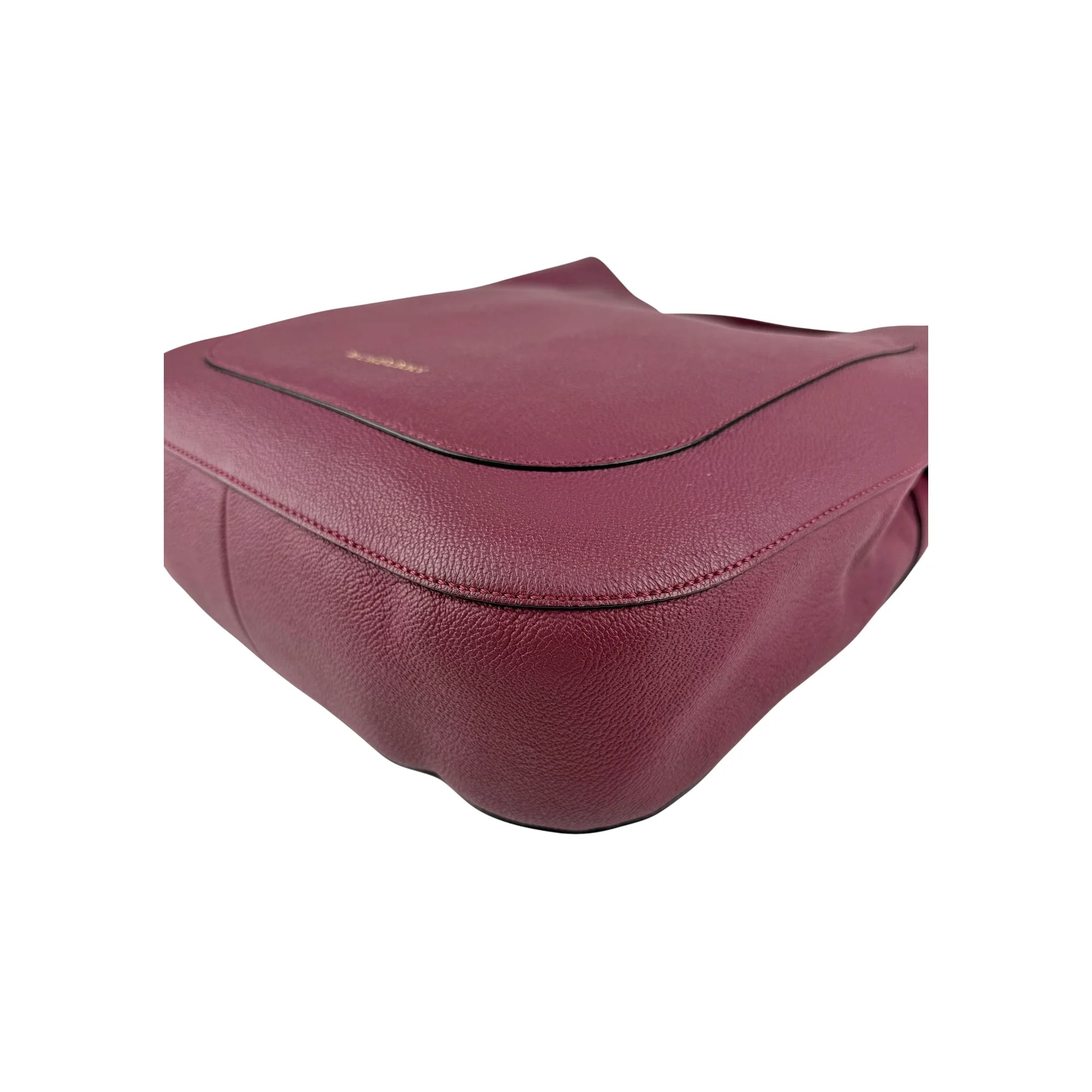 Burberry Burgundy Pebbled Leather Elmstone Shoulder Bag