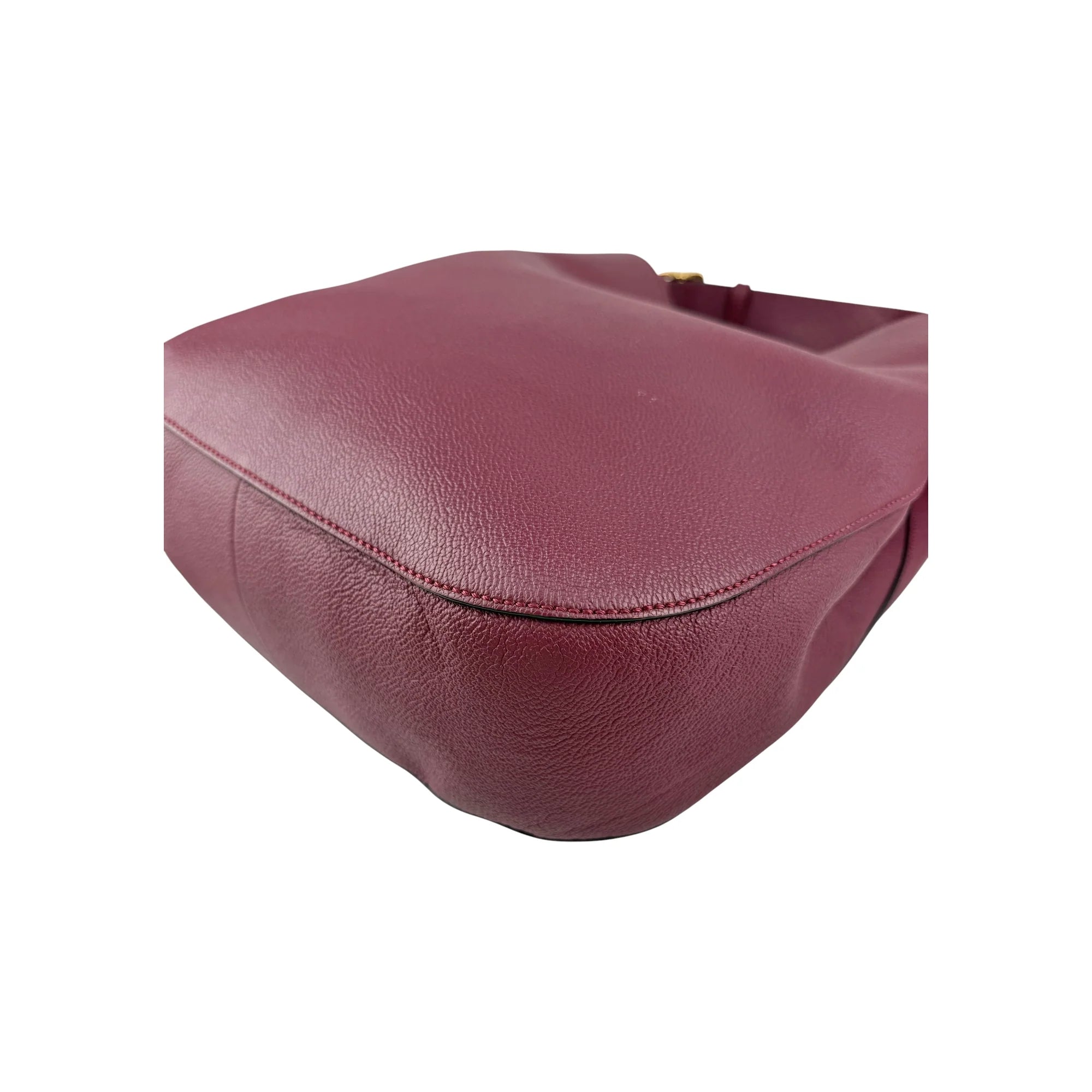 Burberry Burgundy Pebbled Leather Elmstone Shoulder Bag