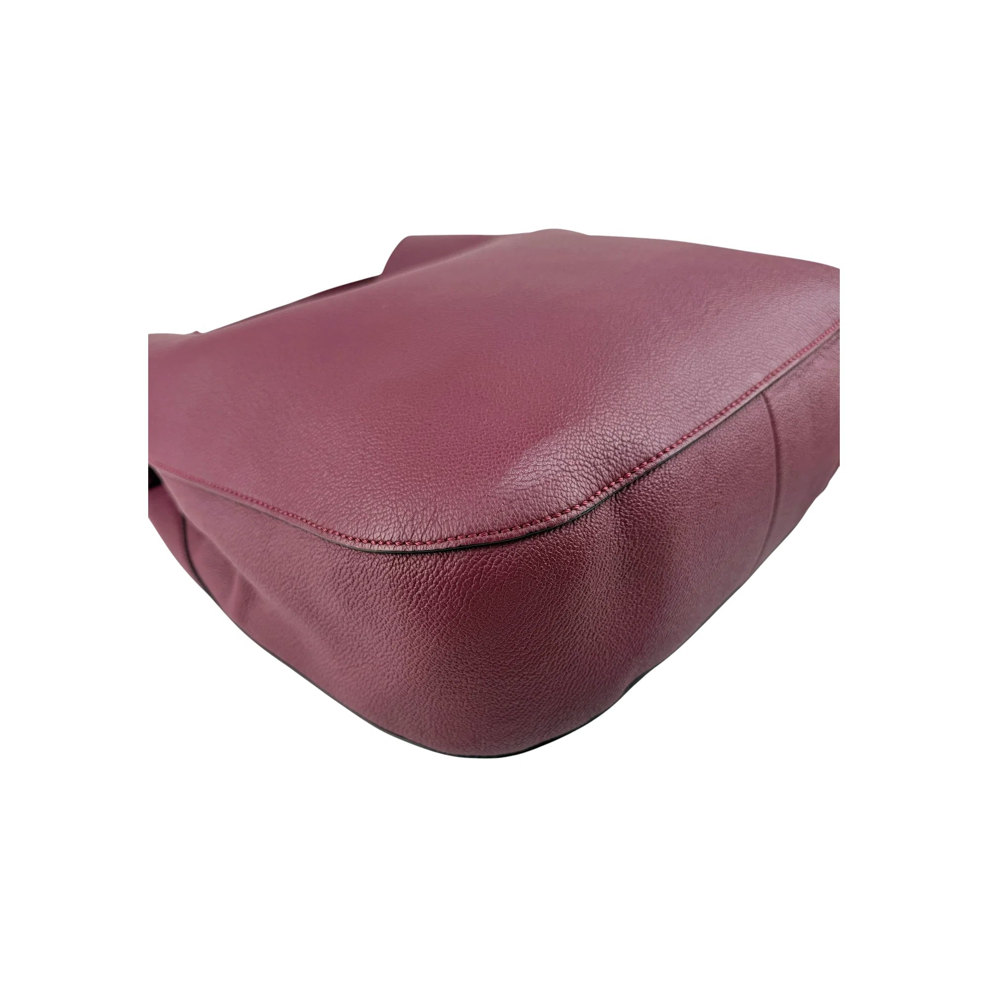 Burberry Burgundy Pebbled Leather Elmstone Shoulder Bag