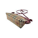 Burberry Haymarket Check Coated Canvas Pink Leather Bow Tie Crossbody Bag