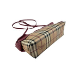 Burberry Haymarket Check Coated Canvas Pink Leather Bow Tie Crossbody Bag
