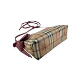 Burberry Haymarket Check Coated Canvas Pink Leather Bow Tie Crossbody Bag