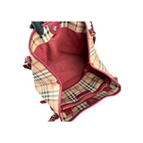 Burberry Red Leather Haymarket Check Coated Canvas Large Canterbury Tote Bag