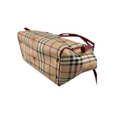 Burberry Red Leather Haymarket Check Coated Canvas Large Canterbury Tote Bag