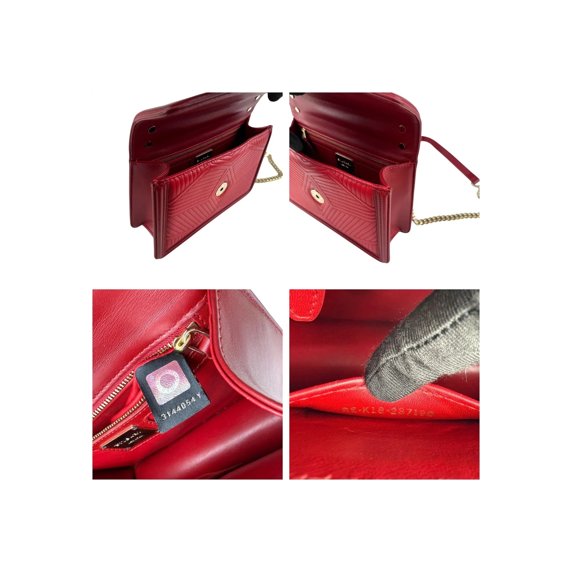 Bvlgari Leather Serpenti Diamond Red Shoulder Bag