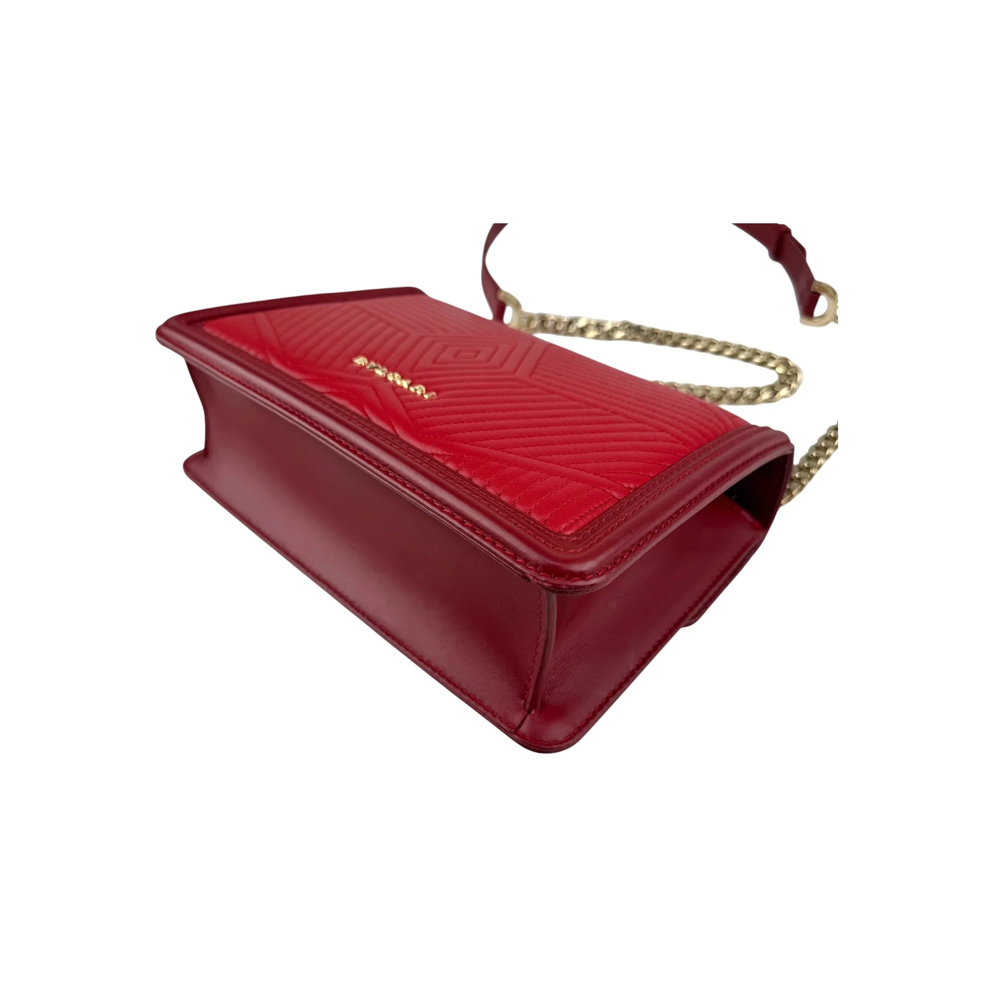 Bvlgari Leather Serpenti Diamond Red Shoulder Bag