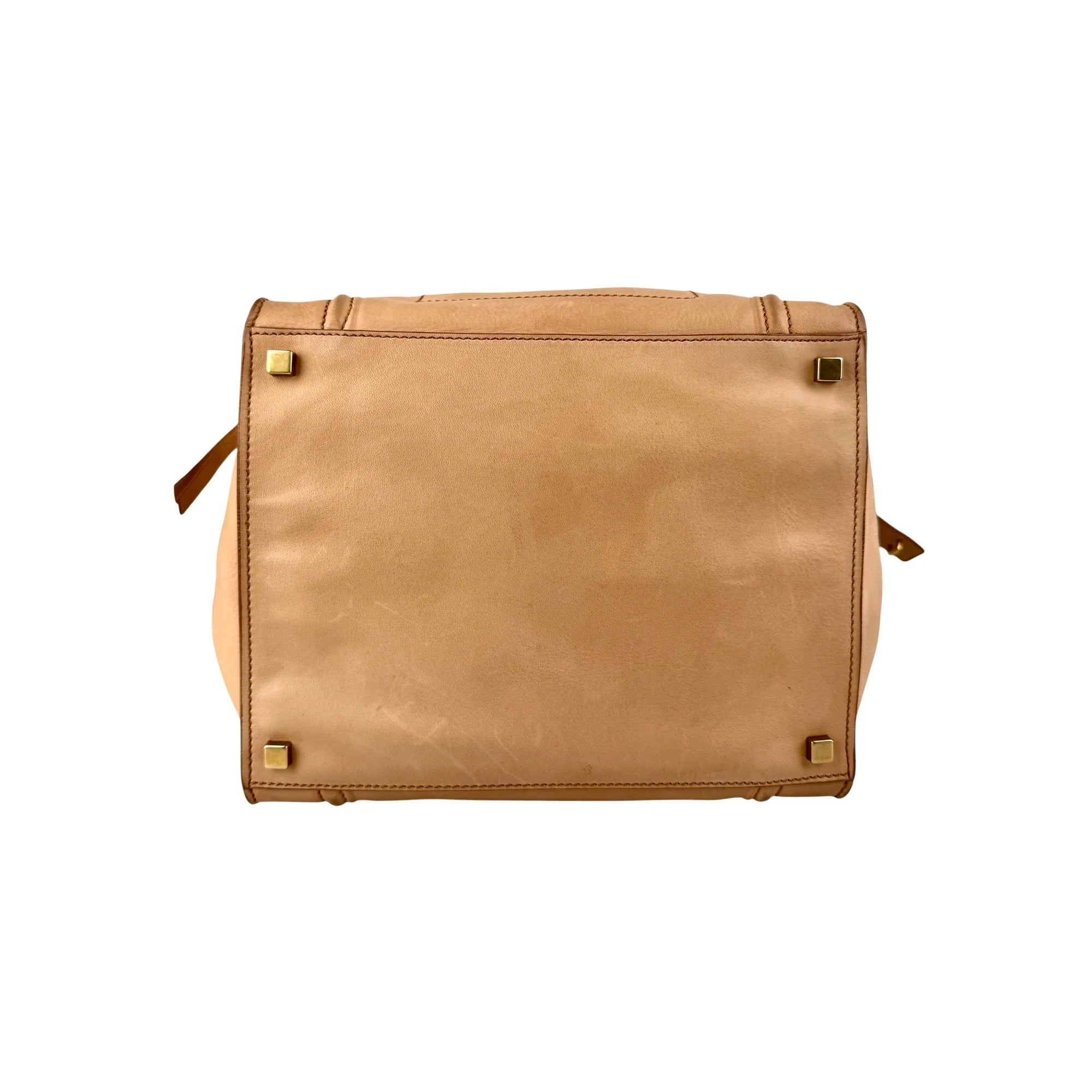Celine Dark Beige Leather Medium Phantom Luggage Tote Bag