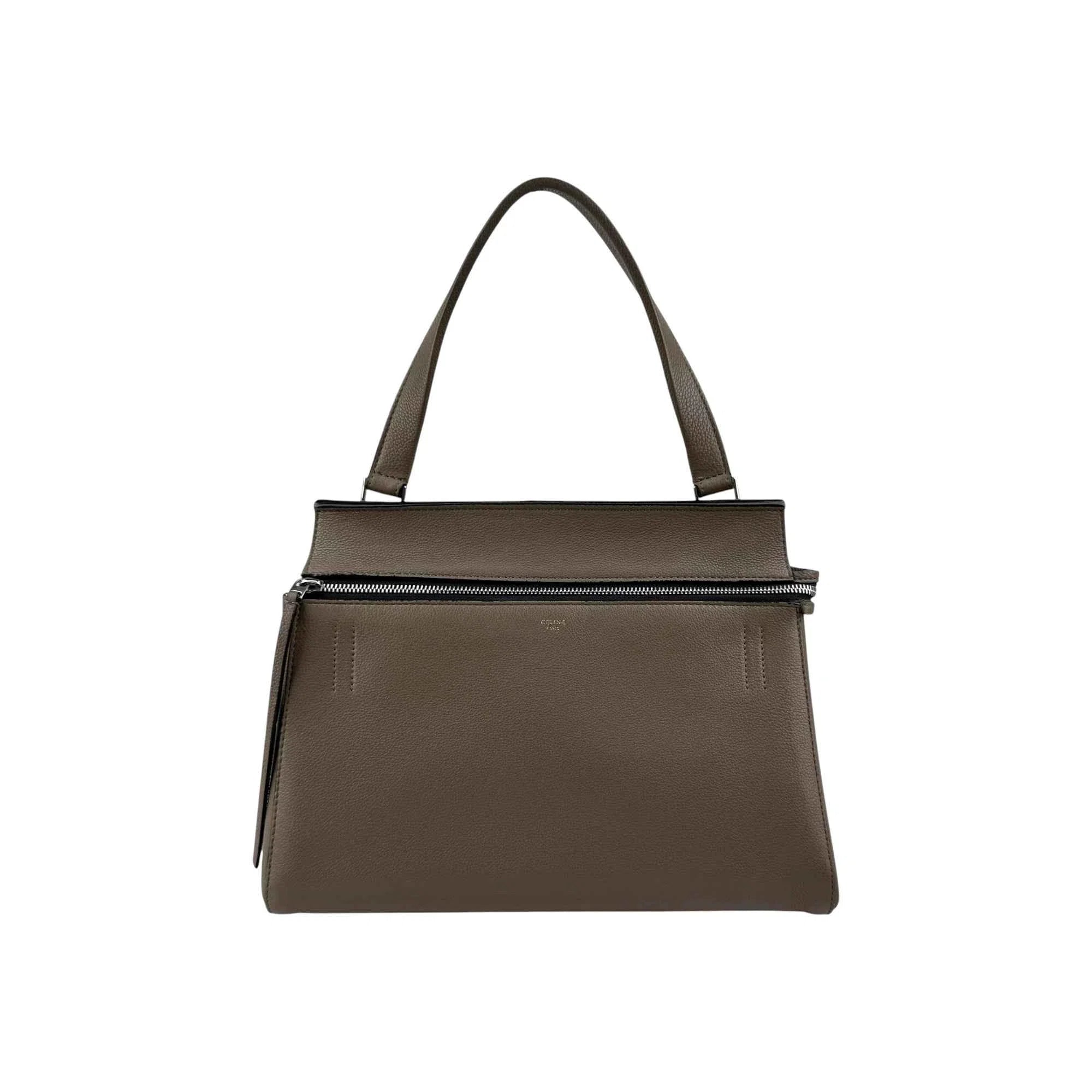 Celine Dark Grey Smooth Calfskin Leather Edge Shoulder Bag