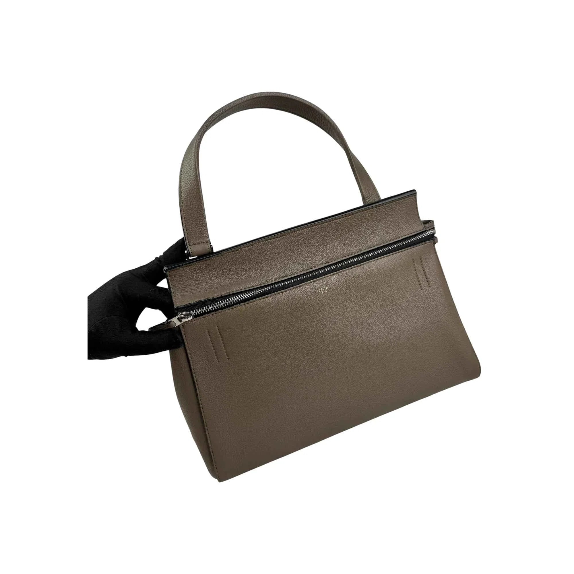 Celine Dark Grey Smooth Calfskin Leather Edge Shoulder Bag
