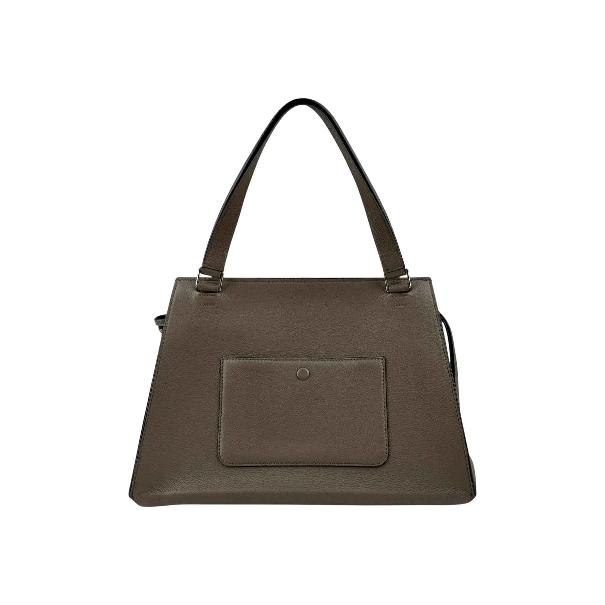 Celine Dark Grey Smooth Calfskin Leather Edge Shoulder Bag