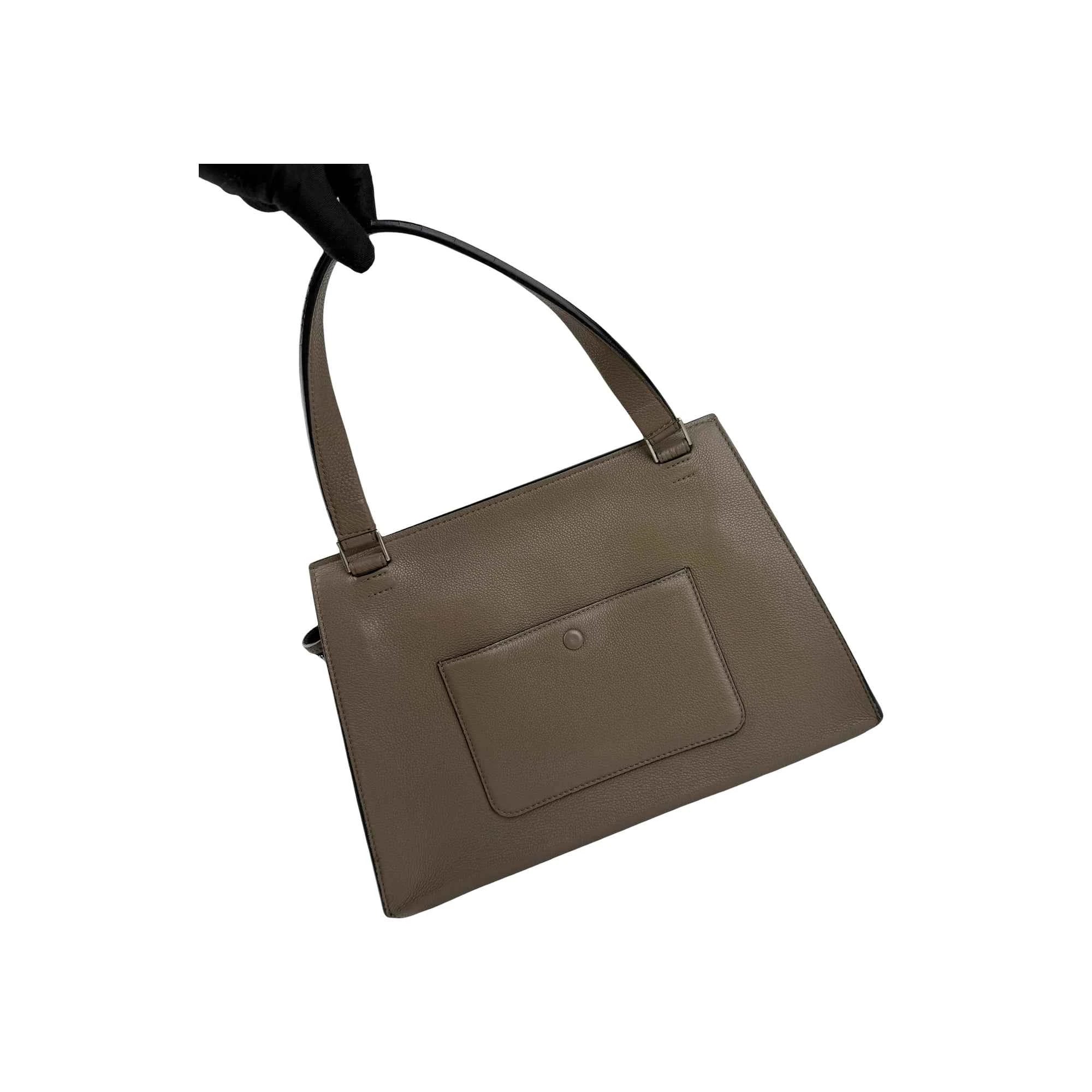 Celine Dark Grey Smooth Calfskin Leather Edge Shoulder Bag