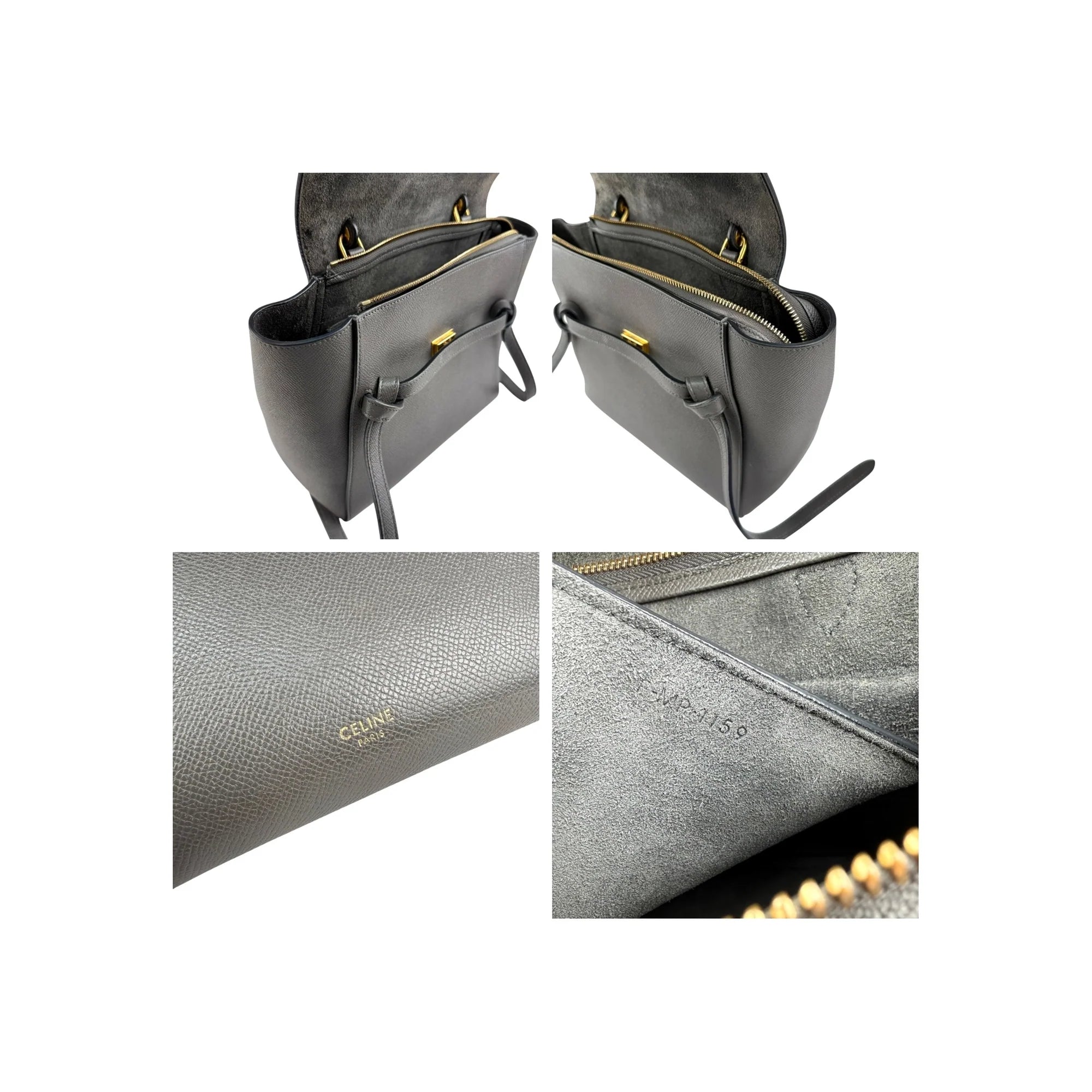 Celine Grey  Grained Calfskin Leather Micro Belt Bag