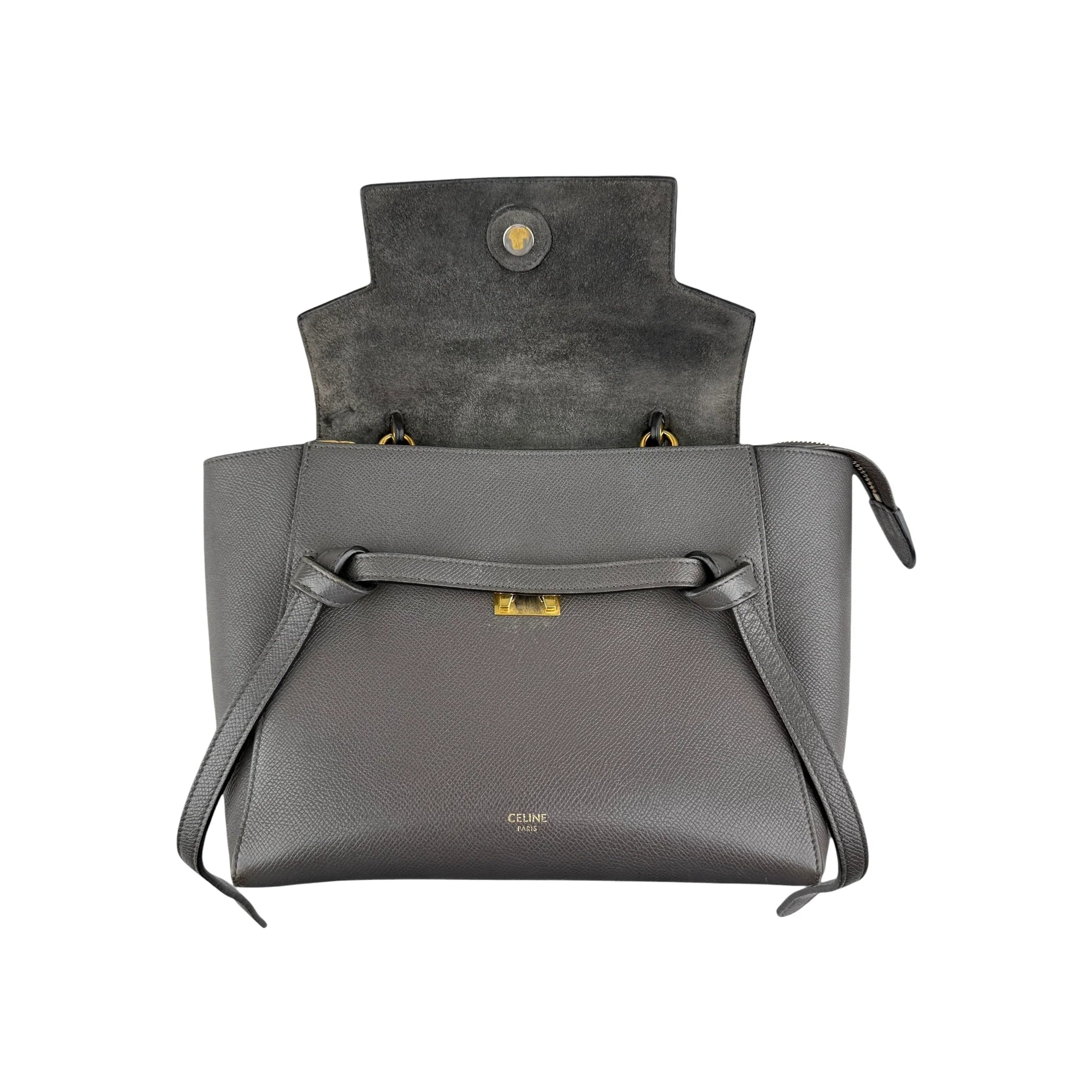 Celine Grey  Grained Calfskin Leather Micro Belt Bag