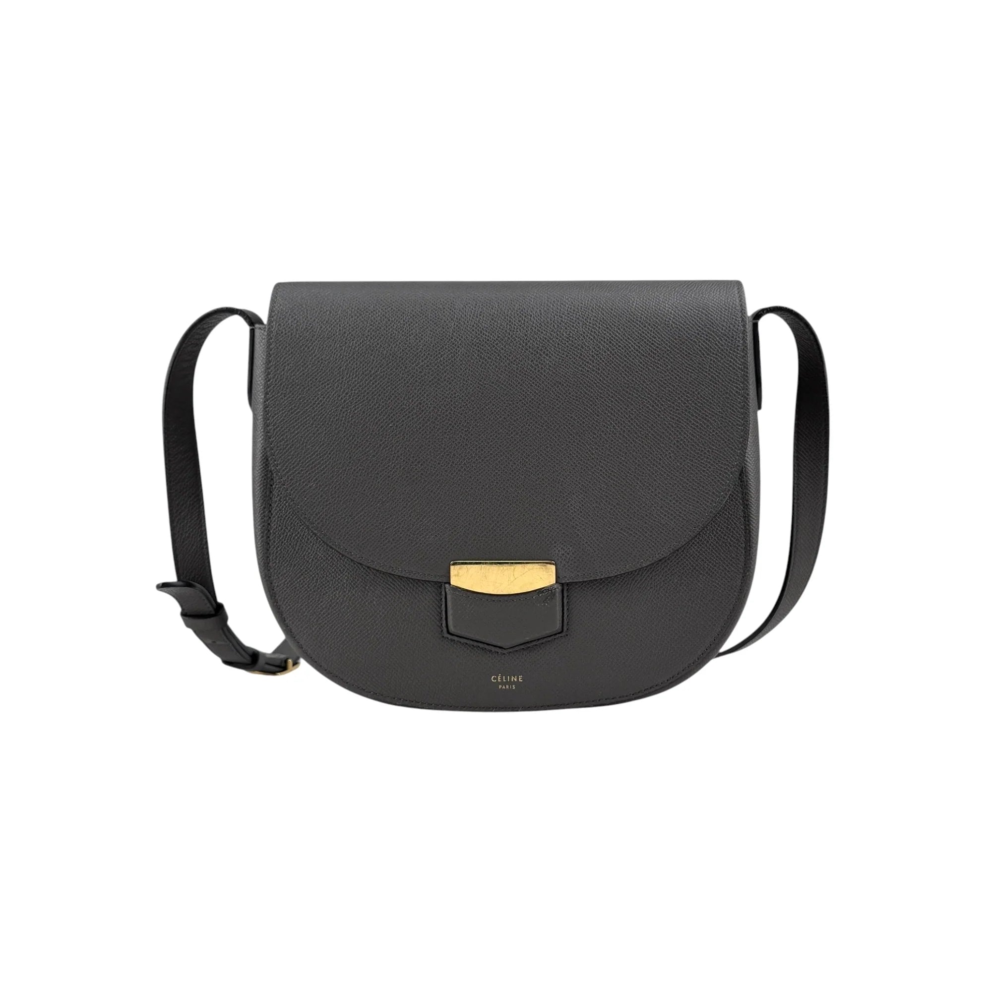 Celine Grey Grained Calfskin Leather Trotteur Bag