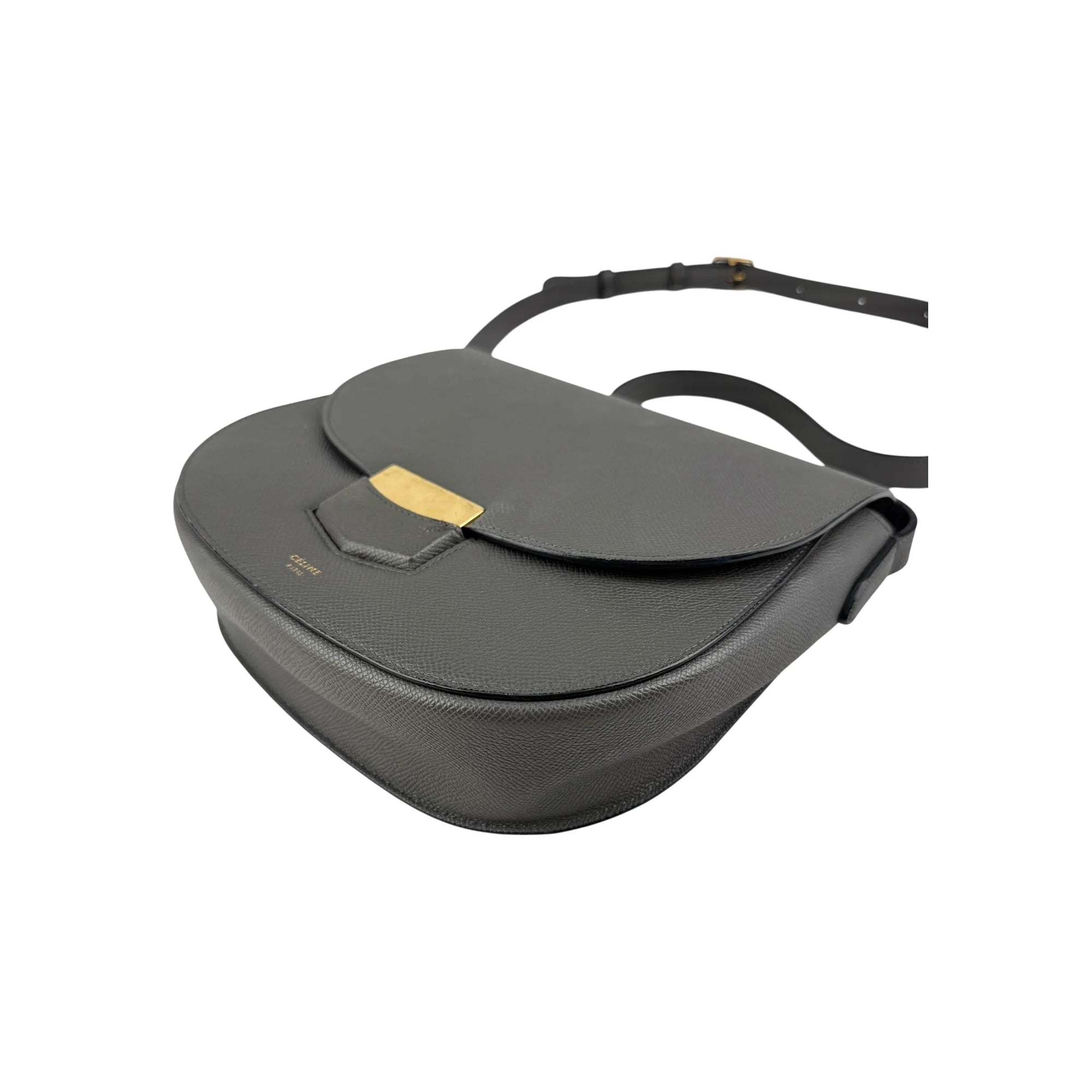 Celine Grey Grained Calfskin Leather Trotteur Bag