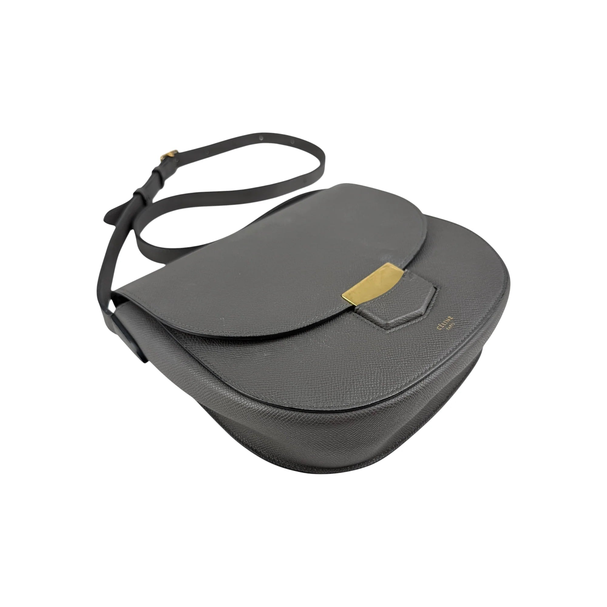 Celine Grey Grained Calfskin Leather Trotteur Bag