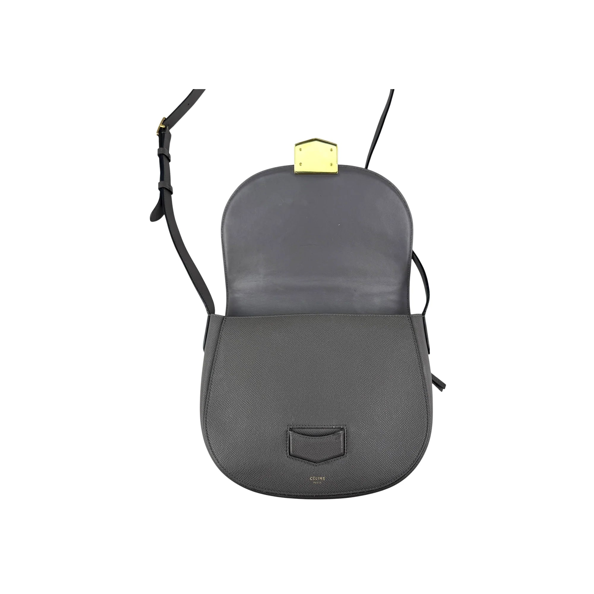 Celine Grey Grained Calfskin Leather Trotteur Bag