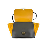 Celine Mustard Tricolor Leather Small Trapeze Bag