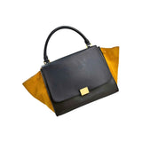 Celine Mustard Tricolor Leather Small Trapeze Bag