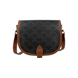 Celine Tan Triomphe Coated Canvas Folco Crossbody Bag