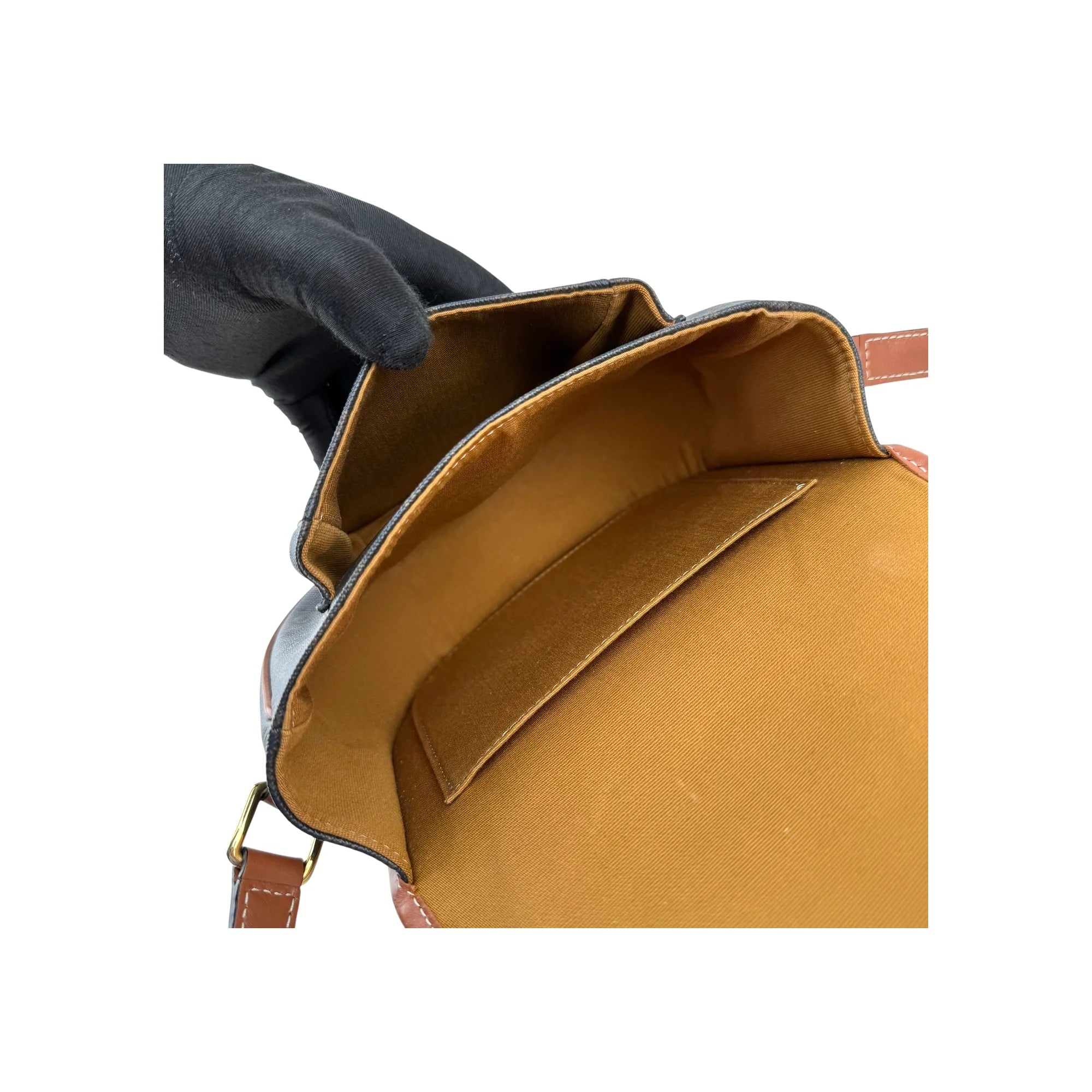 Celine Tan Triomphe Coated Canvas Folco Crossbody Bag