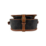 Celine Tan Triomphe Coated Canvas Folco Crossbody Bag