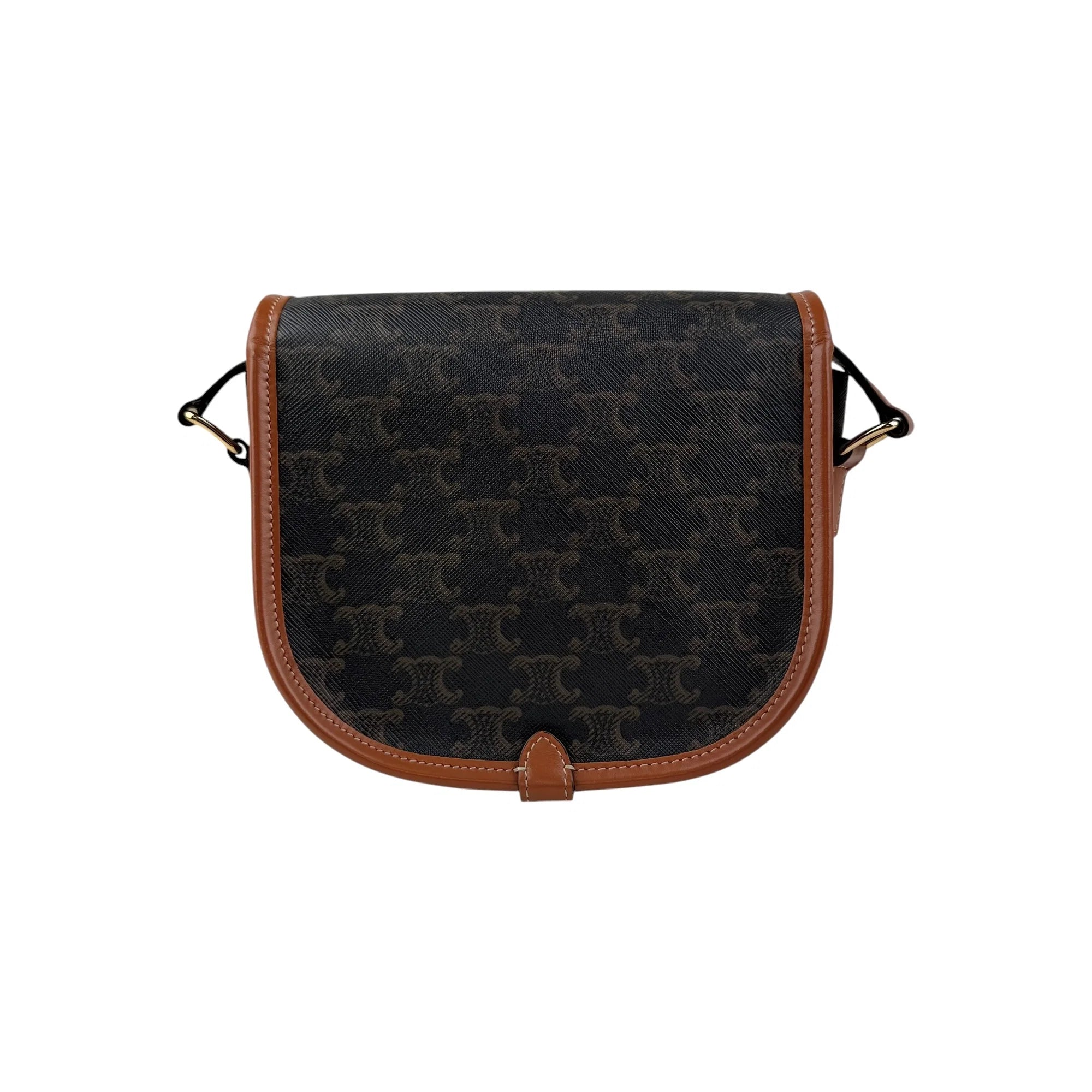 Celine Tan Triomphe Coated Canvas Folco Crossbody Bag