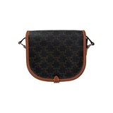 Celine Tan Triomphe Coated Canvas Folco Crossbody Bag