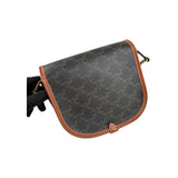 Celine Tan Triomphe Coated Canvas Folco Crossbody Bag