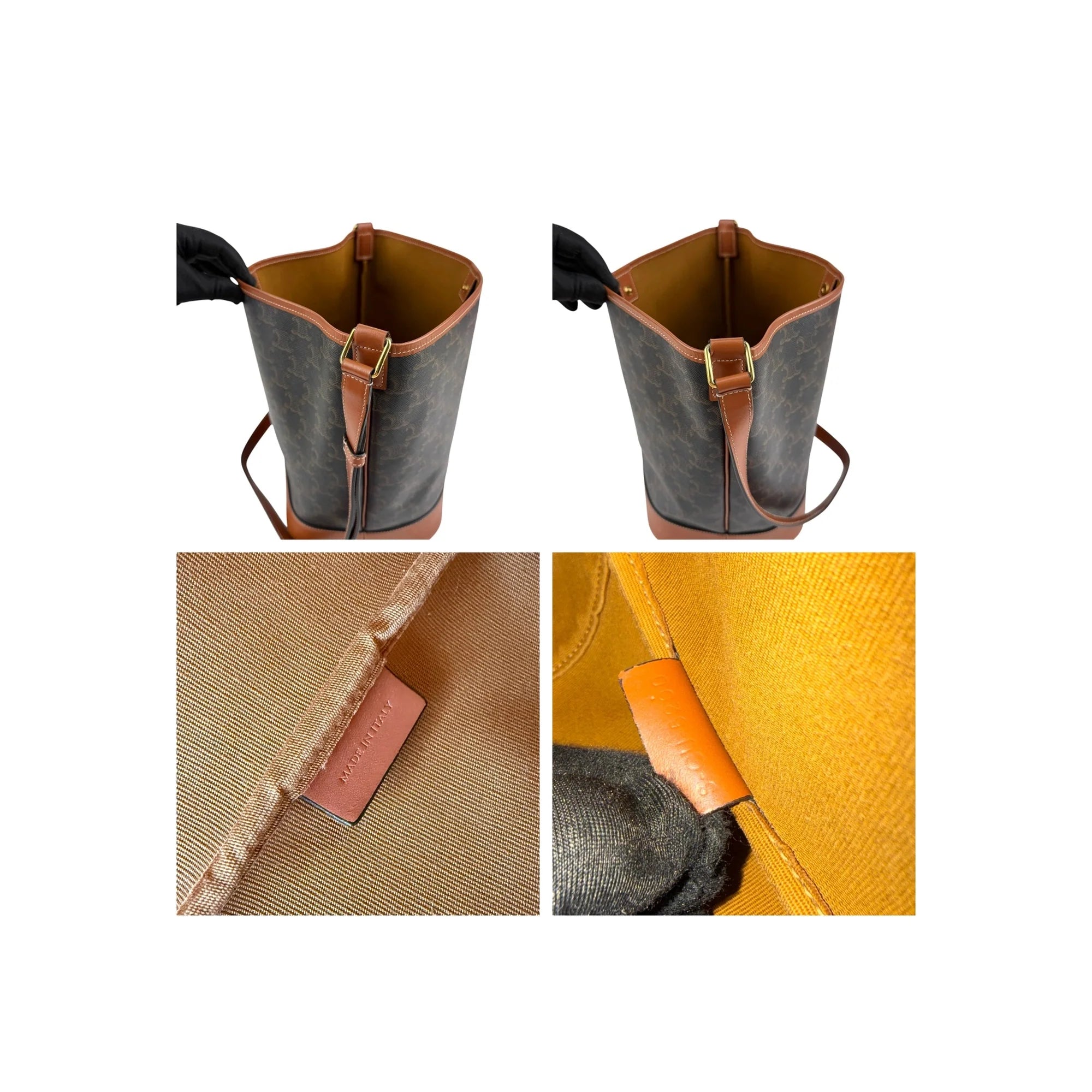 Celine Tan Triomphe Coated Canvas Medium Bucket Bag