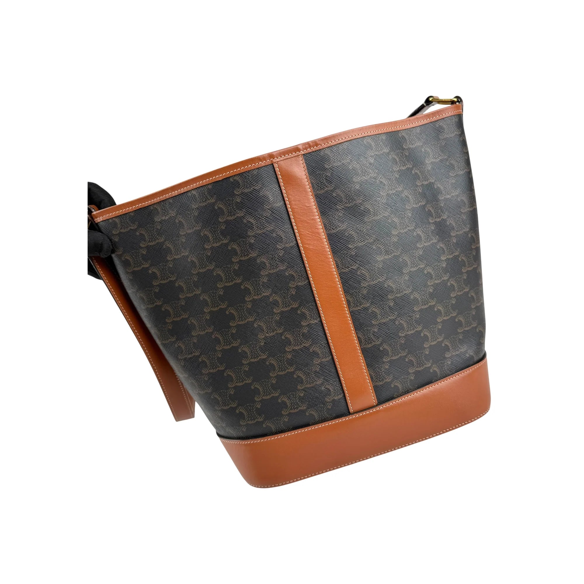 Celine Tan Triomphe Coated Canvas Medium Bucket Bag