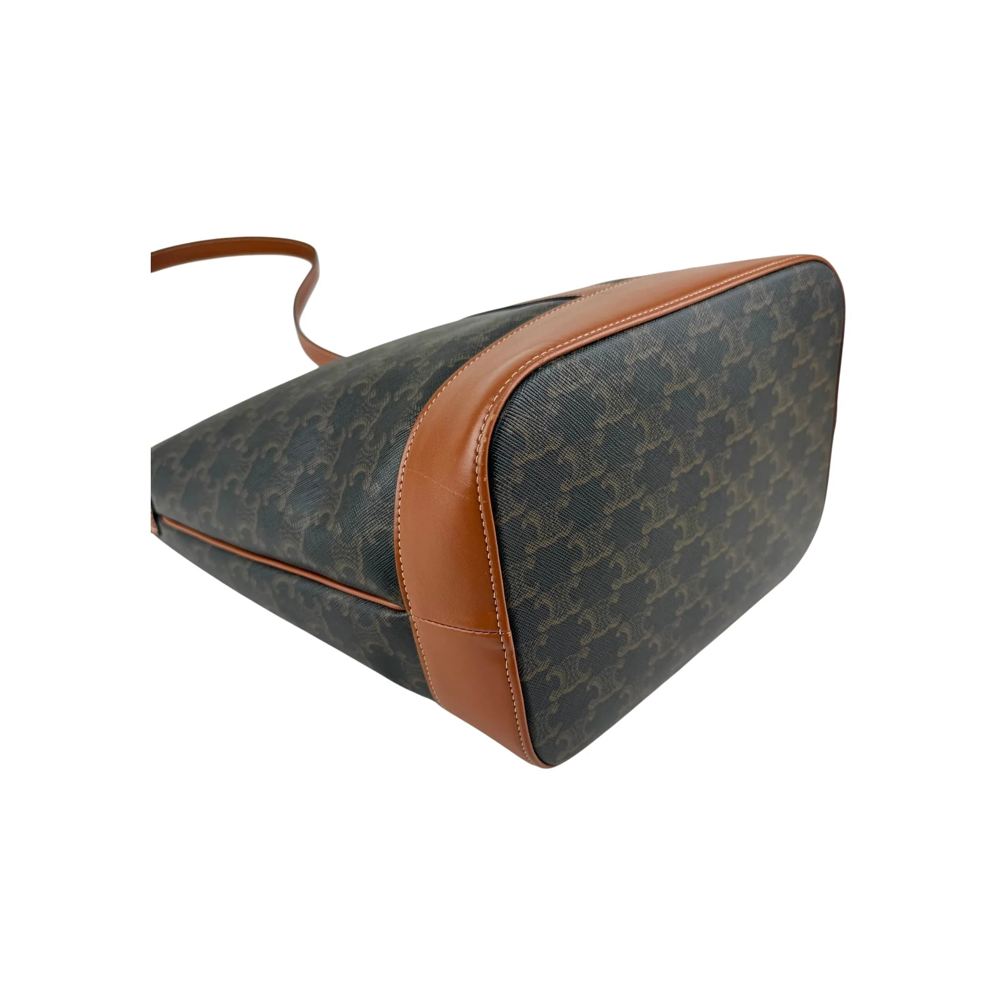 Celine Tan Triomphe Coated Canvas Medium Bucket Bag