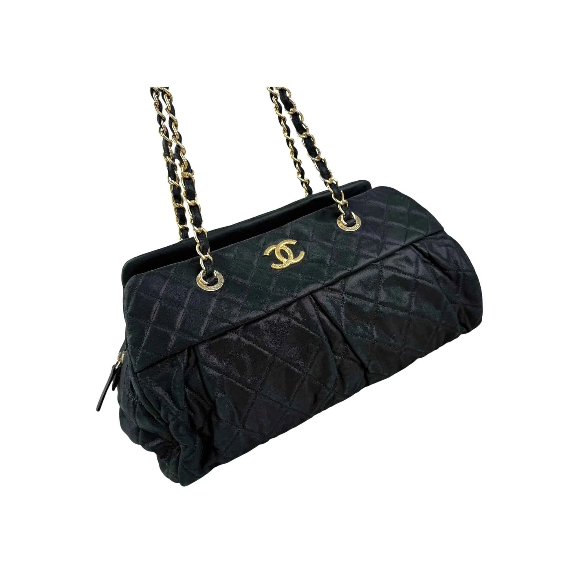 Chanel Chic Quilt Velvet Leather Bowling Bag