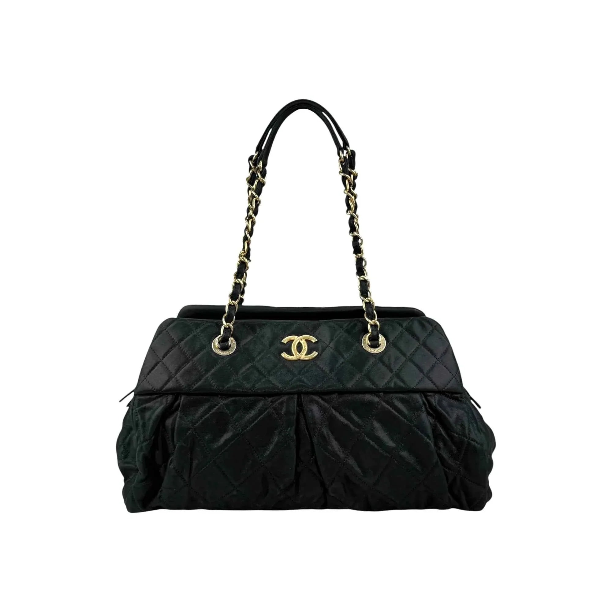 Chanel Chic Quilt Velvet Leather Bowling Bag