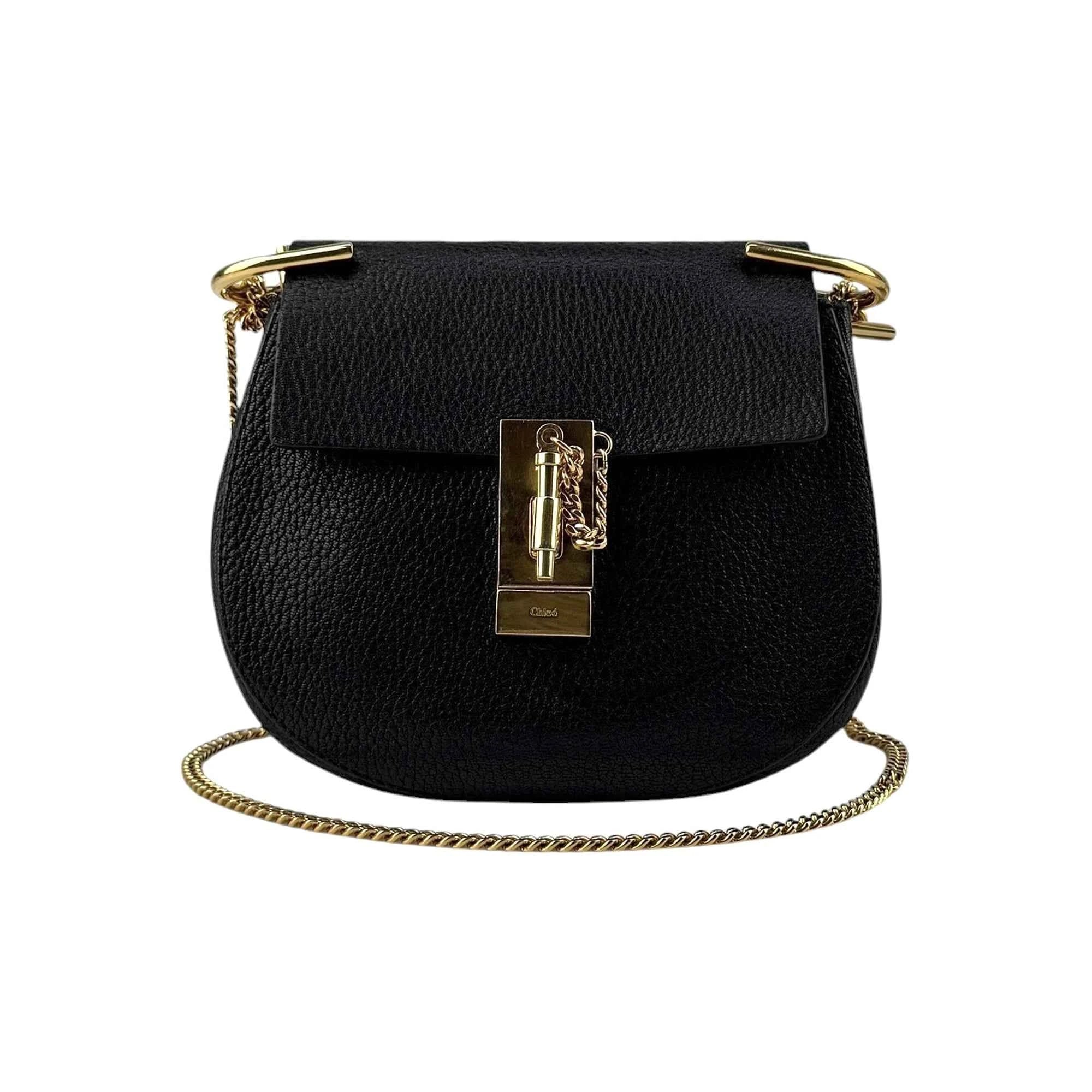 Chloe Black Pebbled Leather Drew Bag
