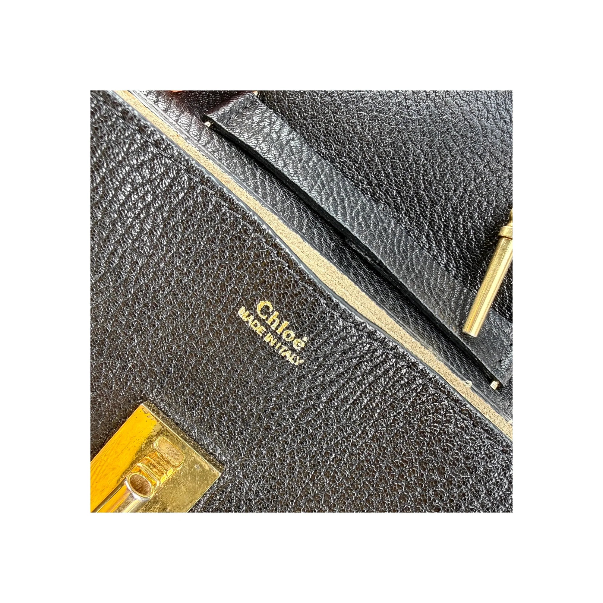 Chloe Black Pebbled Leather Drew Bag