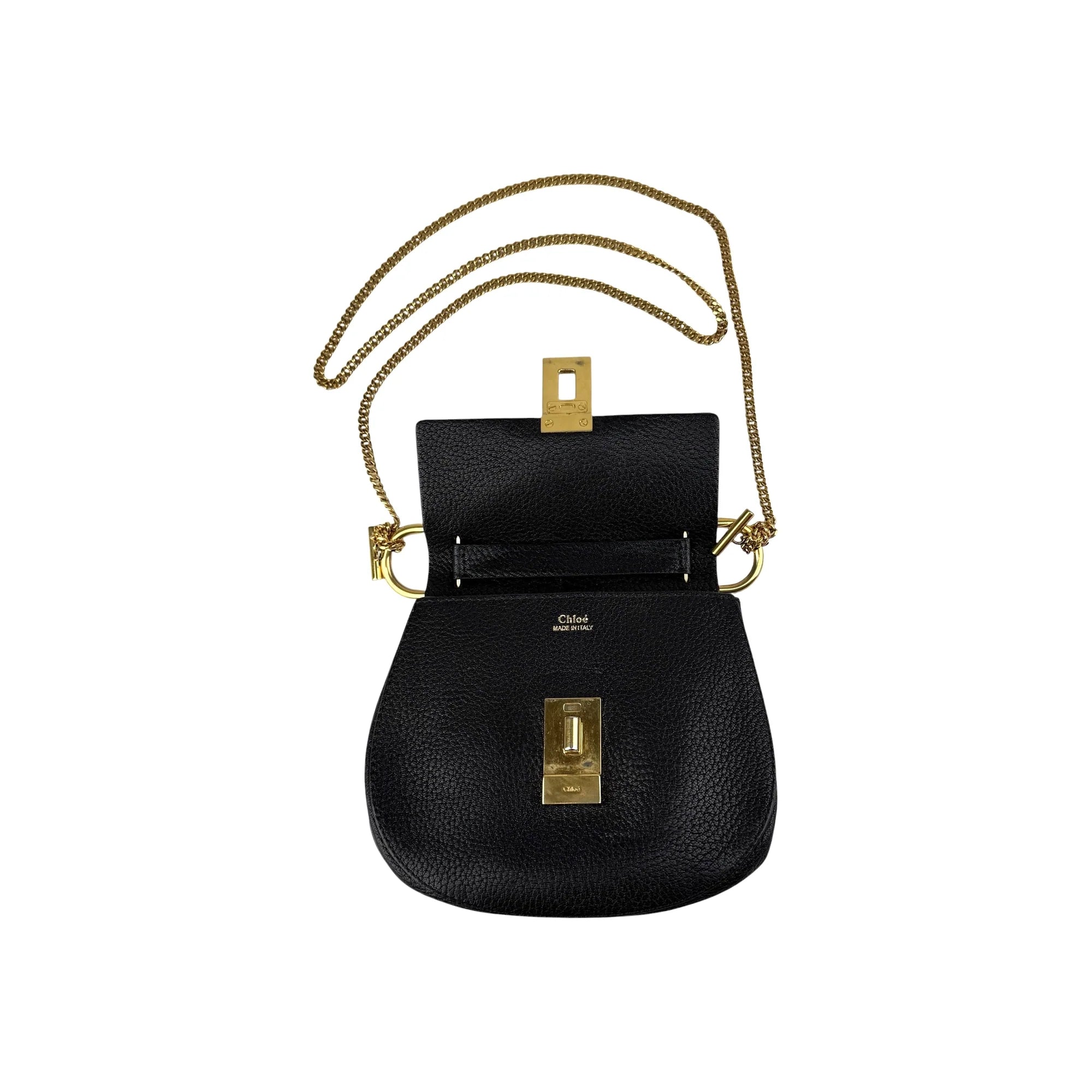 Chloe Black Pebbled Leather Drew Bag