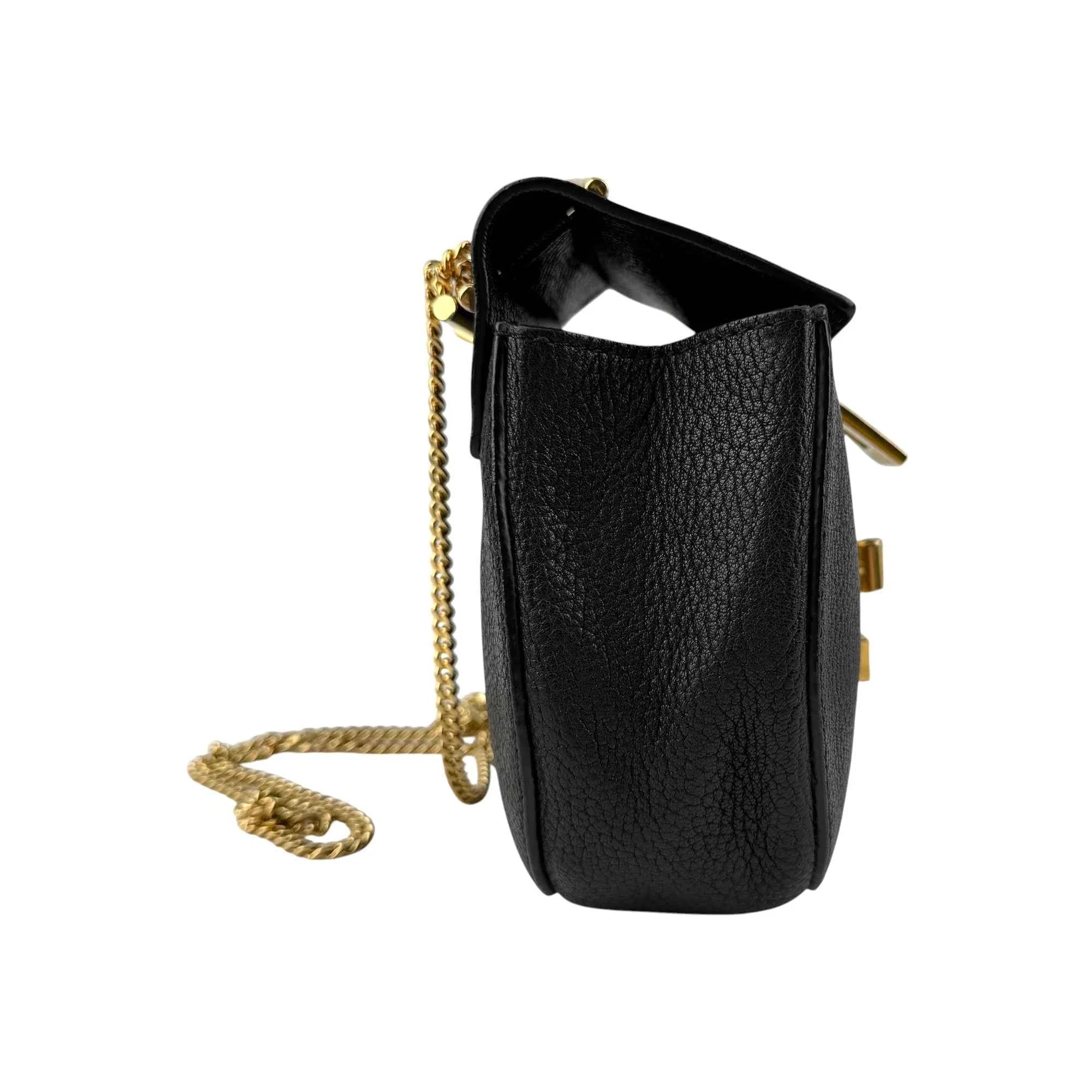 Chloe Black Pebbled Leather Drew Bag