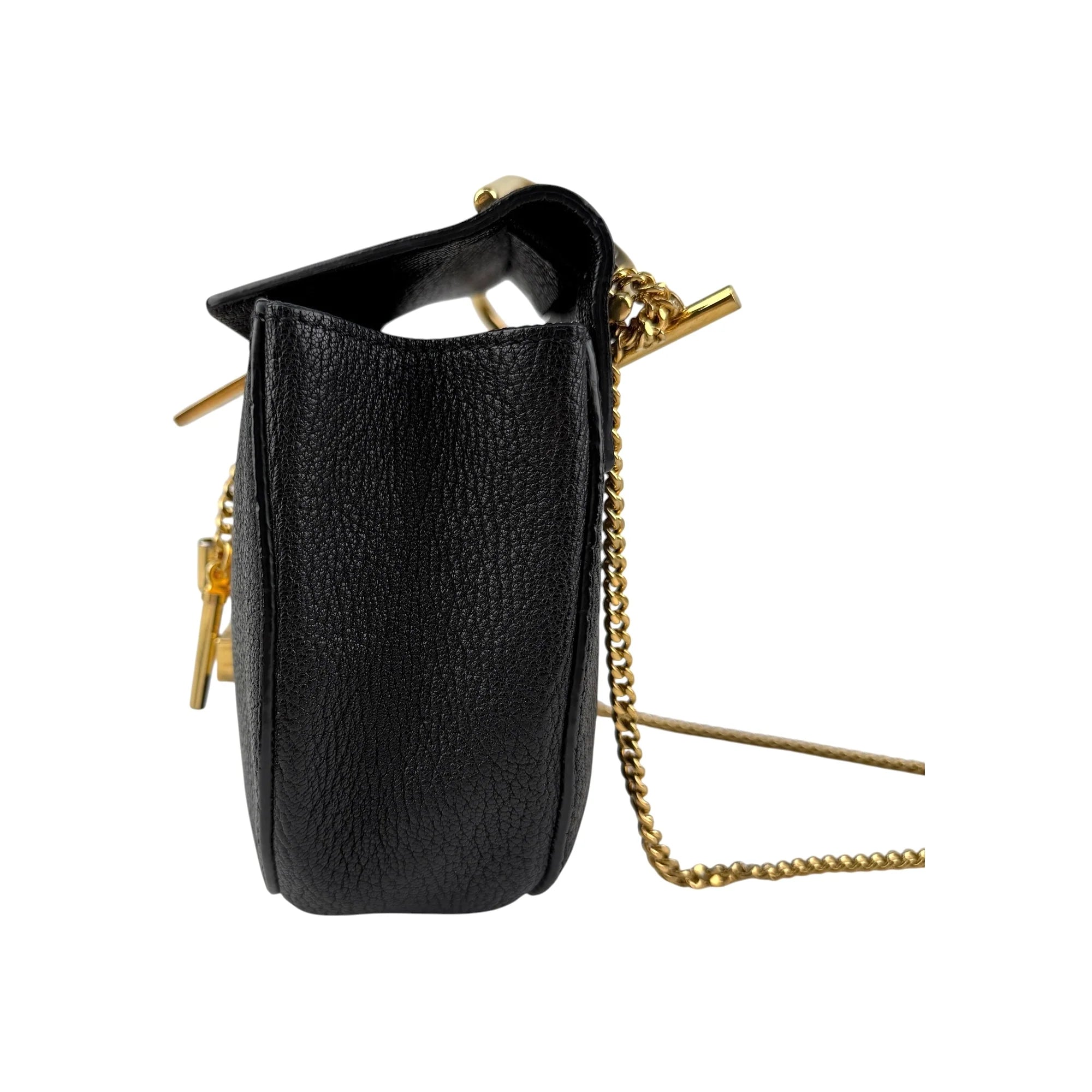 Chloe Black Pebbled Leather Drew Bag