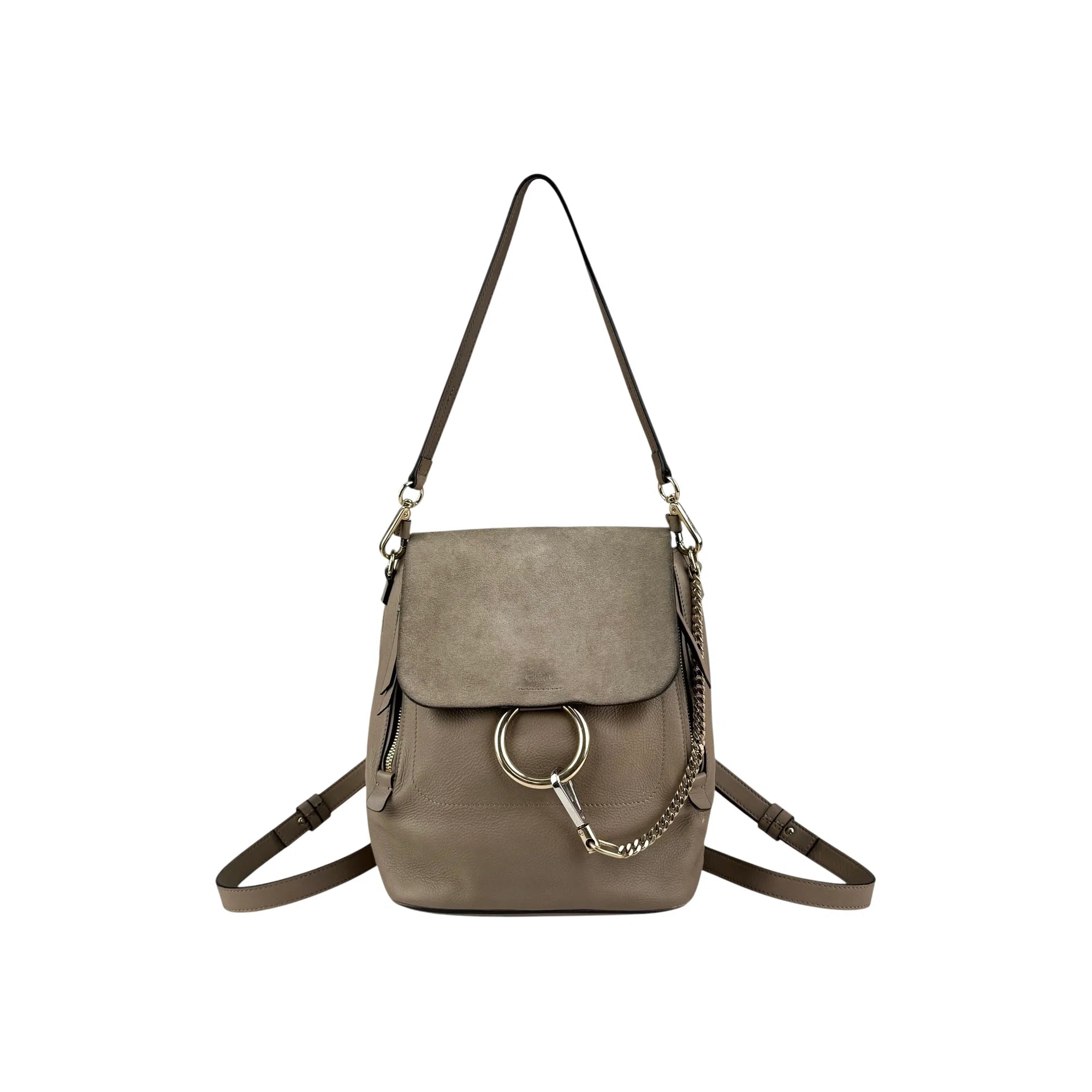 Chloé Grey Leather Faye Backpack Medium