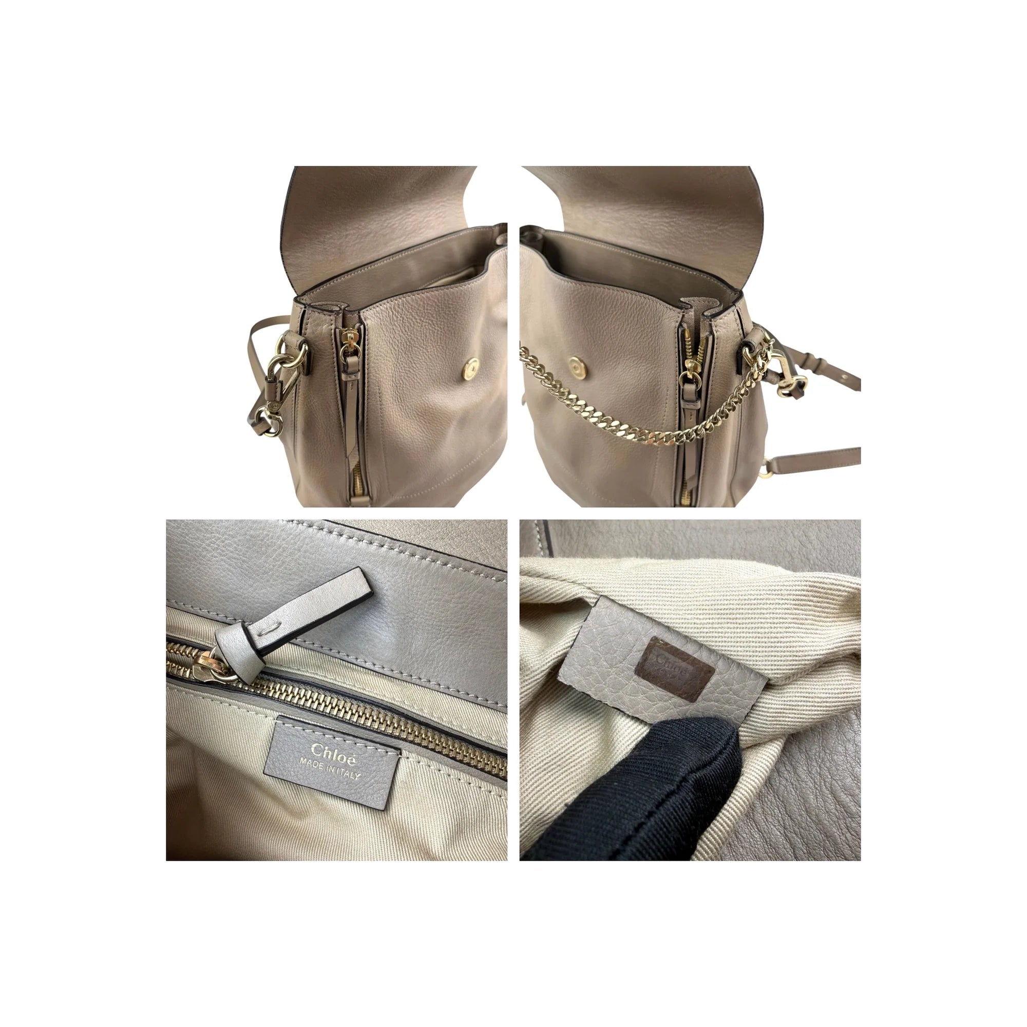 Chloé Grey Leather Faye Backpack Medium